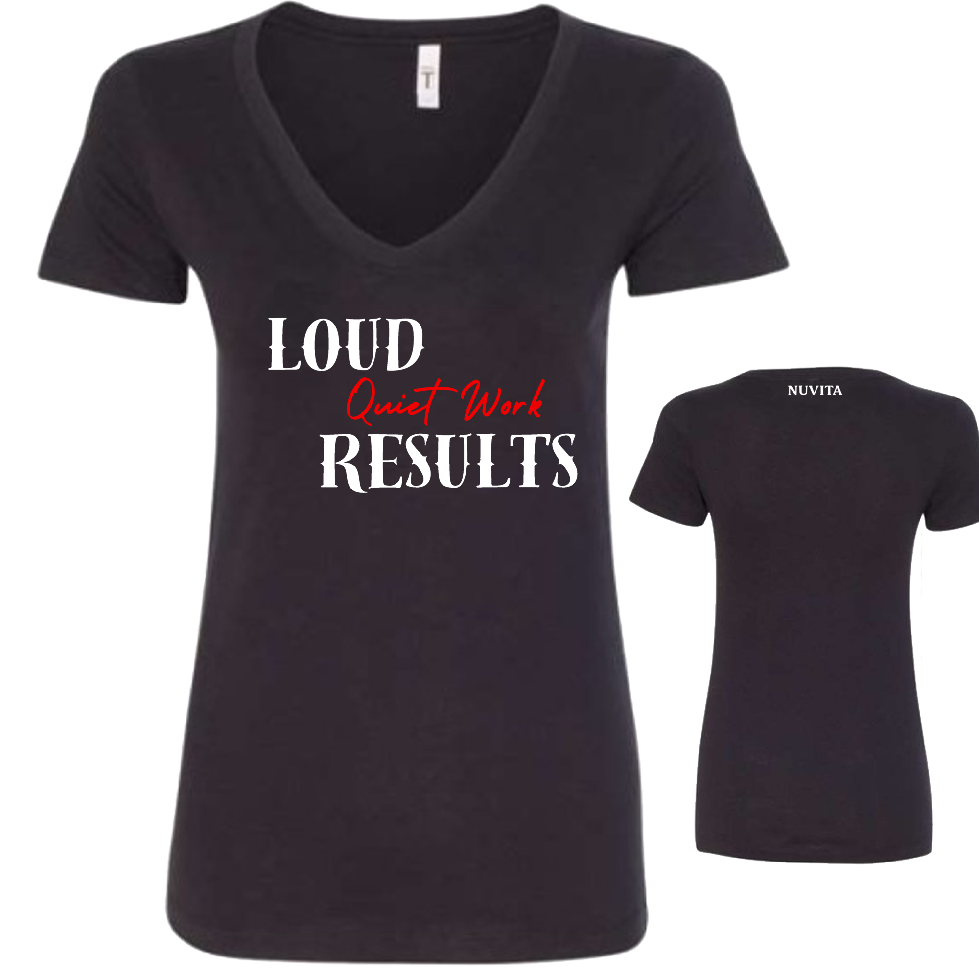 Quiet Work - Loud Results Black Vneck